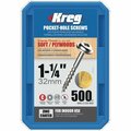 Kreg #8 1-1/4 In. Coarse Maxi-Loc Washer Head Zinc Pocket Hole Screw, 500PK SML-C125 - 500